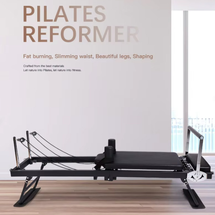 Home Large Yoga Training Equipment Black Steel Frame Foldable Pilates Core Bed ABS Pilates Reformer Machine