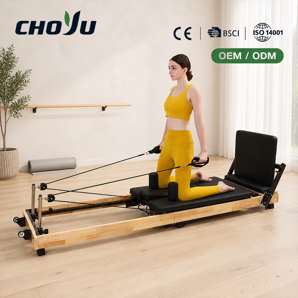Home Studio Foldable Oak Wooden Yoga Reformer Pilates Machine for Home Pilates Studio with CE Certified