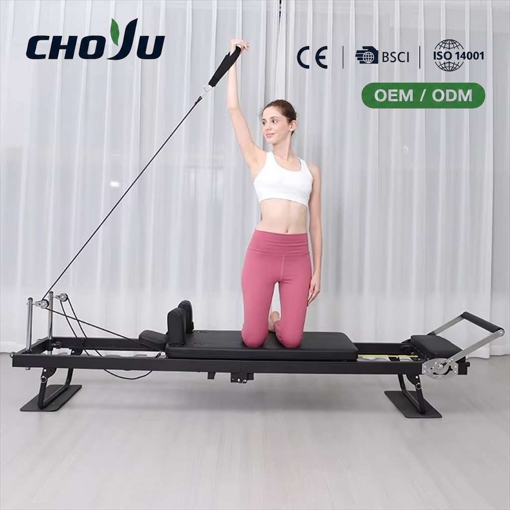 Professional Durable Pilates Reformer 232cm King Size Steel Folding Yoga Machine with Latex Resistance Tubes for Home Gym Body