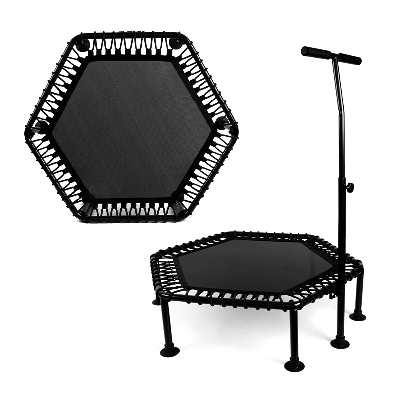 Stainless Steel Durable Fitness Trampoline Foldable Mini Indoor Workout Exercise Trampoline With Adjustable Handle for Home Gym