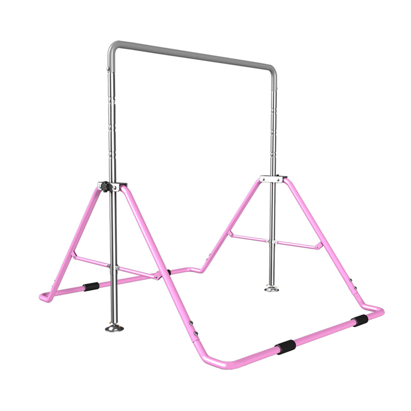 Kids Pull up Bar with Trampoline Base Steel Frame Adjustable Height Gymnastics Training Home Grip Exercise Children